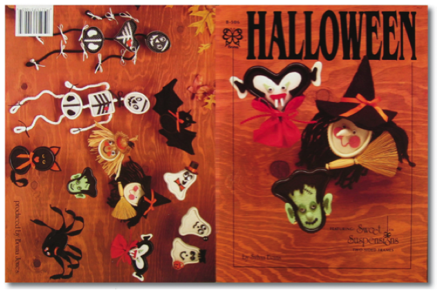 Book: Halloween: Sweet Suspensions frames are magically transformed into nine spooky characters using mainly felt.